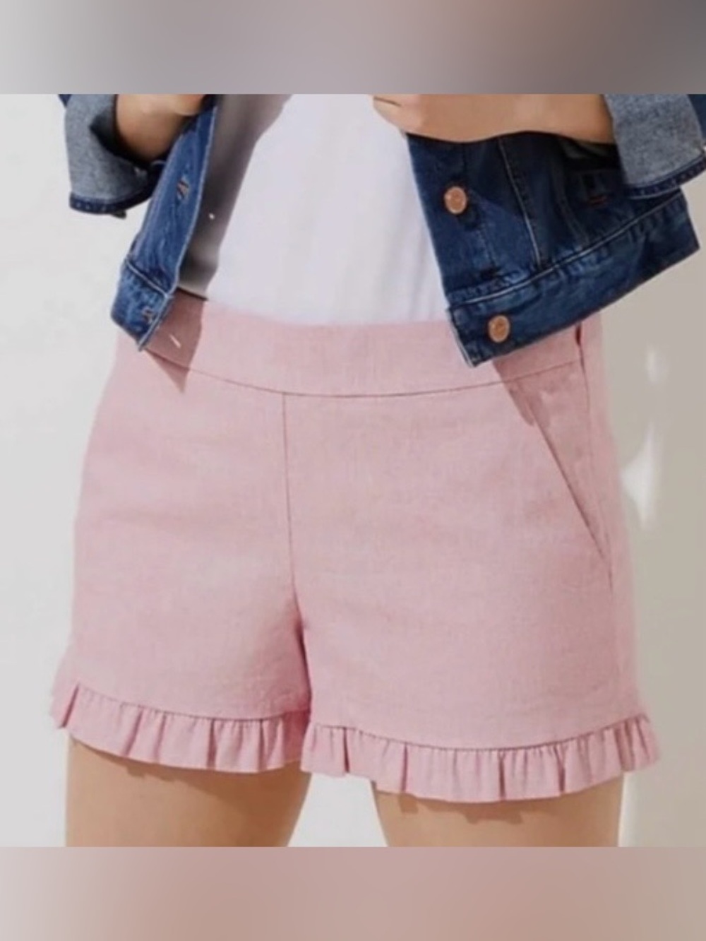 LOFT, Women’s Pink Ruffle Hem Shorts, Size 10